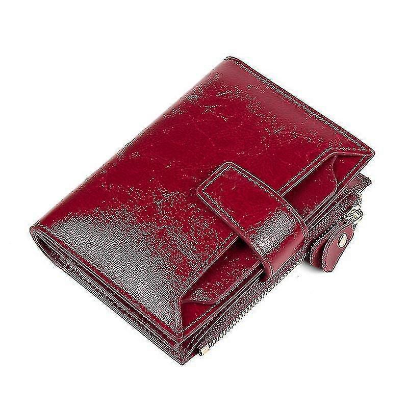 Women's Rfid Blocking Leather Small Compact Bi-fold Zipper Pocket Wallet