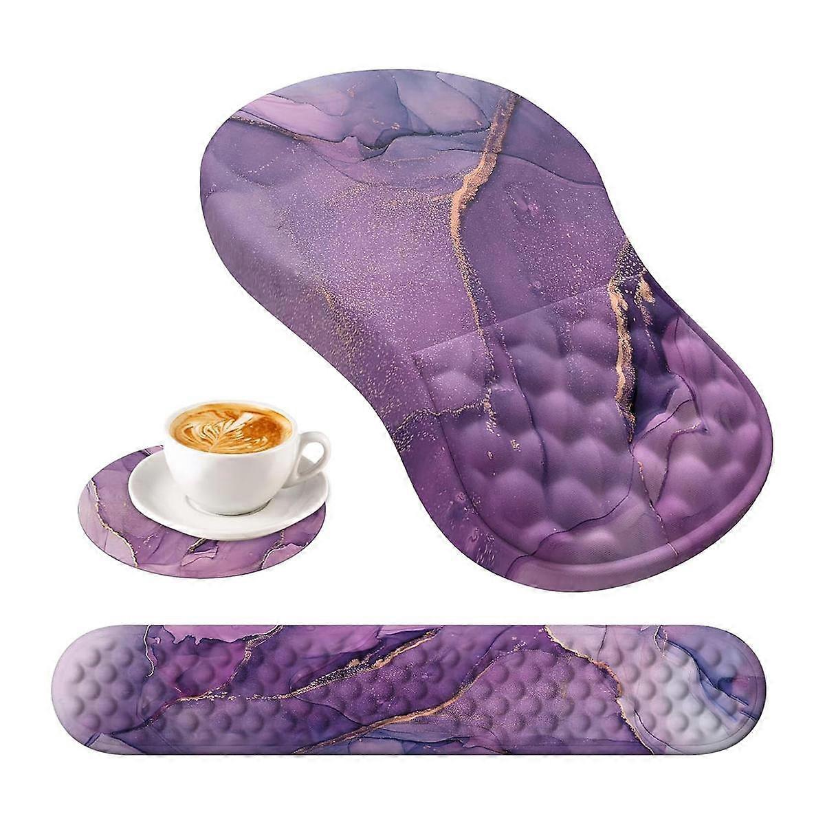3 PCS with Wrist Rest and Set, Computer Mouse Pads for Home Desk with Coaster-B