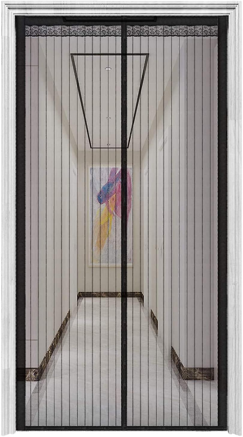 باب شاشة مغناطيسية مع 32 مغناطيس ستارة شبكية للخدمة الشاقة أسود