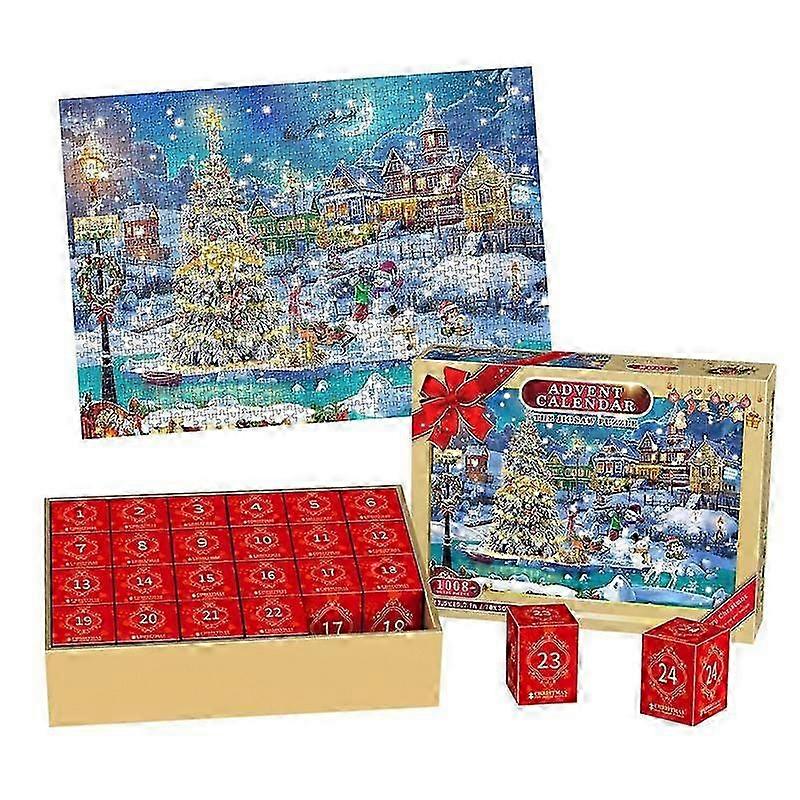 Christmas Puzzle Advent Calendar 24 Days Countdown To Christmas 1008 Pieces Jigsaw Puzzles Blind Gift Box Best Stocking Stuffer