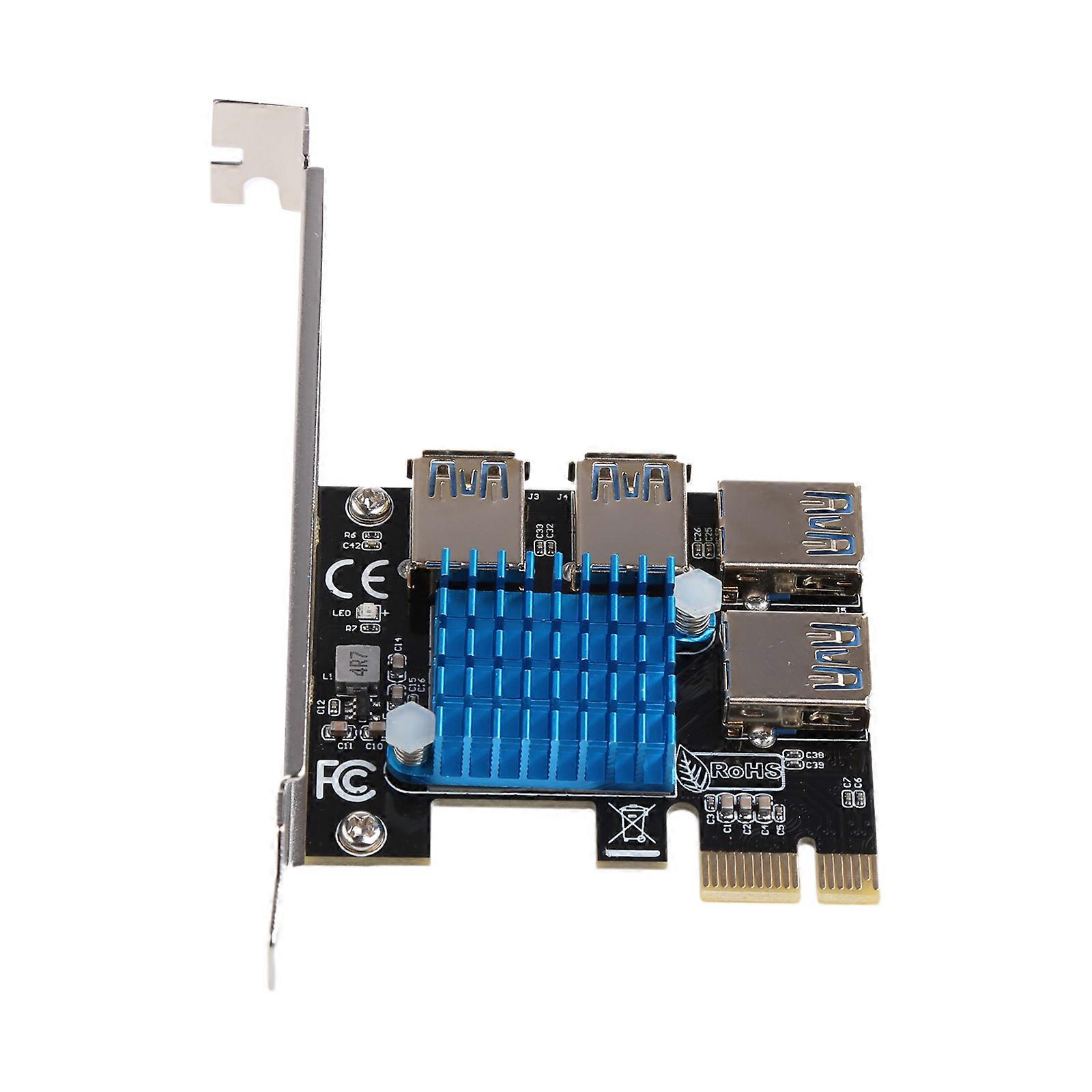 PCIE 1 to 4 PCI-Express Riser Card USB 3.0 Adapter 1x to 16x Converter Card
