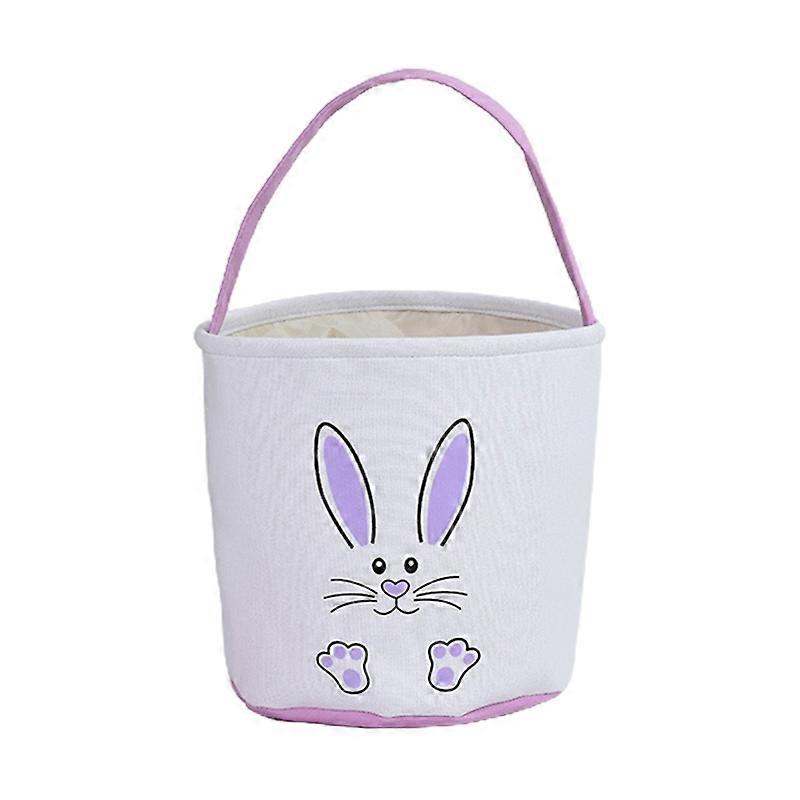 Easter Bunny Basket Tote Print Foot Prints Bucket with Handle Portable for Home Festival Party Candy Egg Storage Container