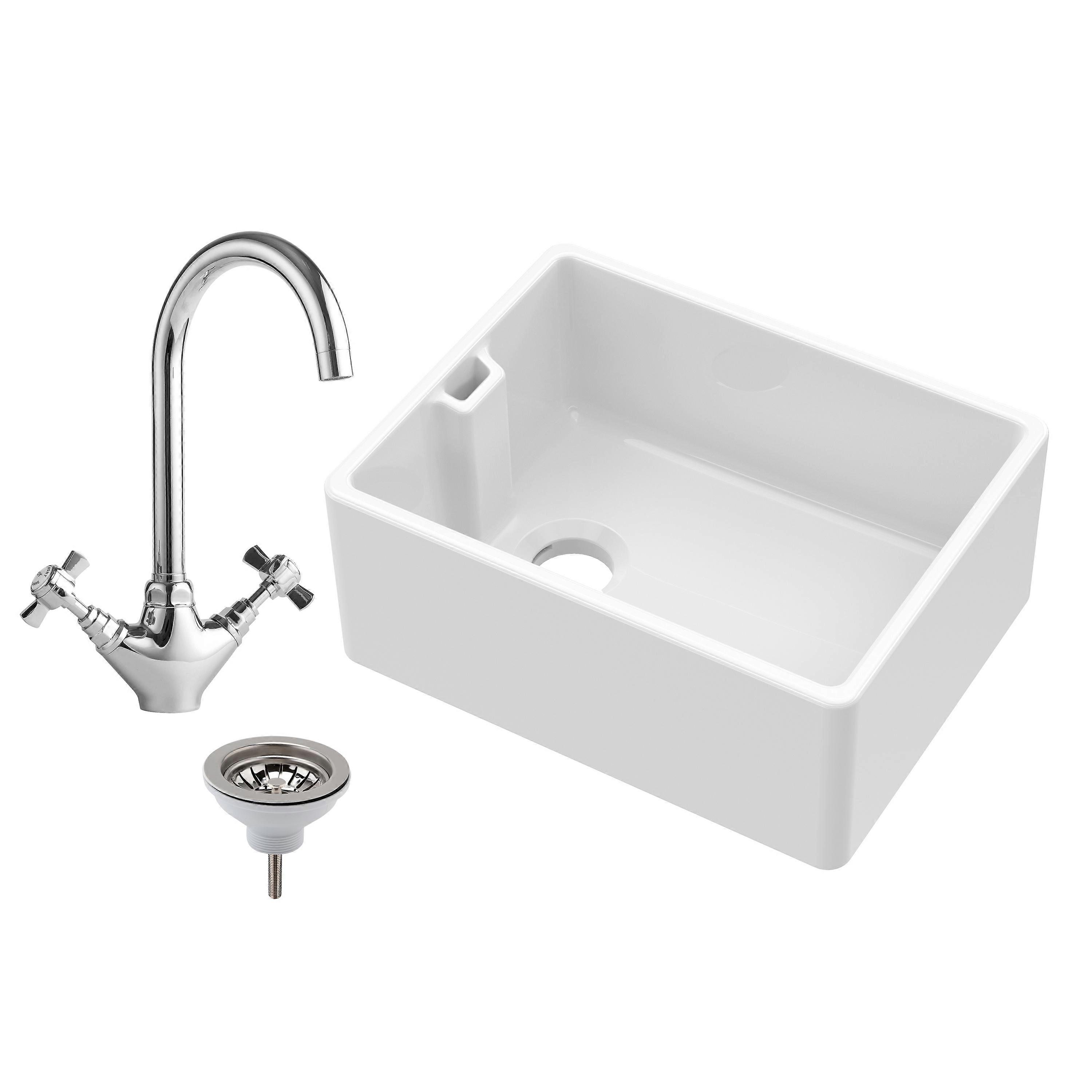 Belfast Sink 595x455x254 90W Waste & Tap