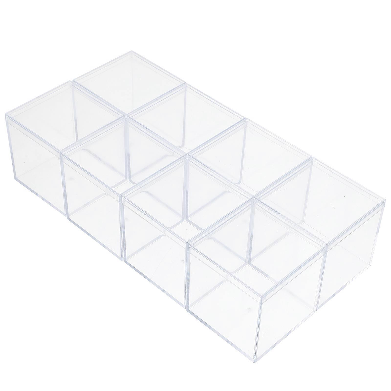 8Pcs Clear Plastic Square Boxes Square Containers Storage Box with Lids