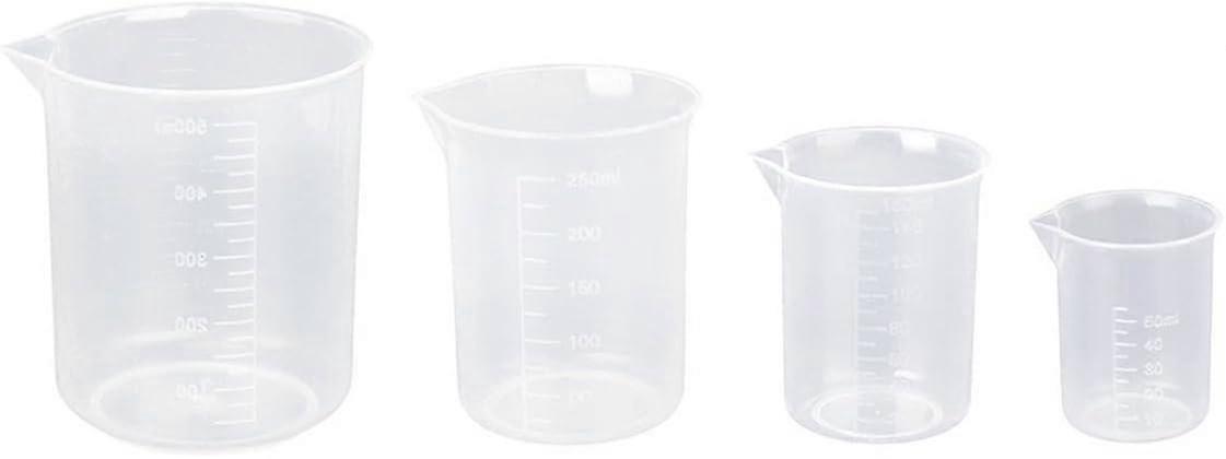 Kitchen Accessory 4PCS Measuring Cup Tool, Clear Plastic Laboratory Measuring Cup 50ml 100ml 250ml 5