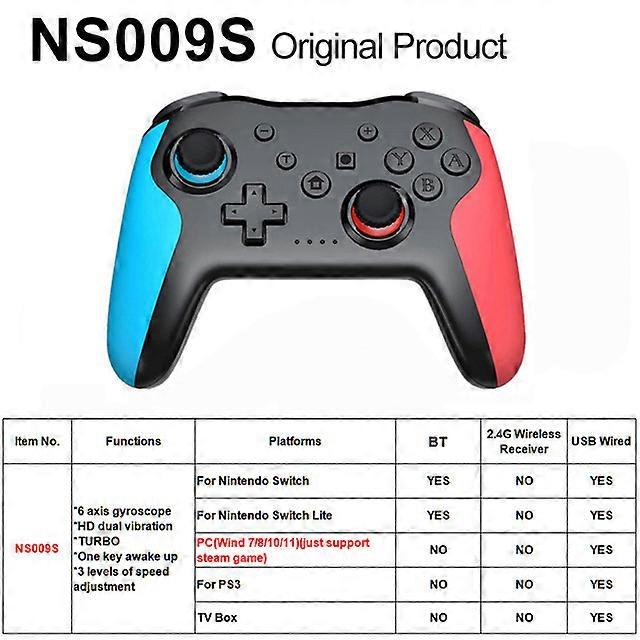 NS009 Bluetooth Game Controller Wireless Gamepad For Nintendo Switch Console PS3 PC Windows 7 10 Dual Vibration Joystick