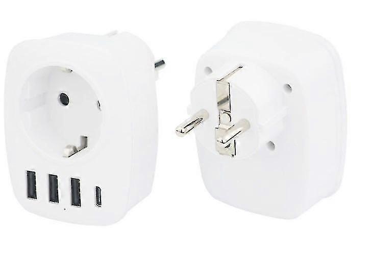 Usb Socket, 5-way Socket Adapter, 1 Euro Socket, 3 Usb, 1 Type-c, Multiple Socket Adapter