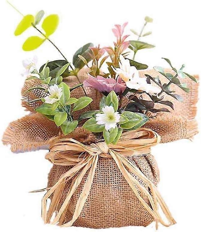 Megfelelő szimulációs virágcserép cserepes növények zsákvászon dekoratív műnövényekkel otthon