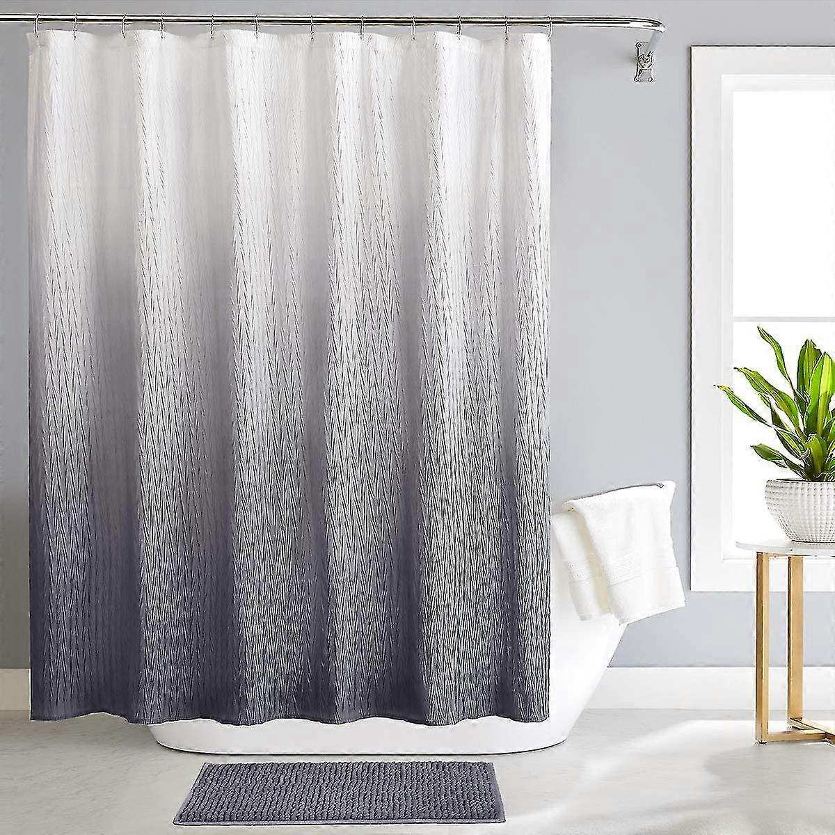 Ombre Shower Curtain Set With Rugs And Hooks For Bathroom Waterproof Gradient Fabric Bath Shower Curtain