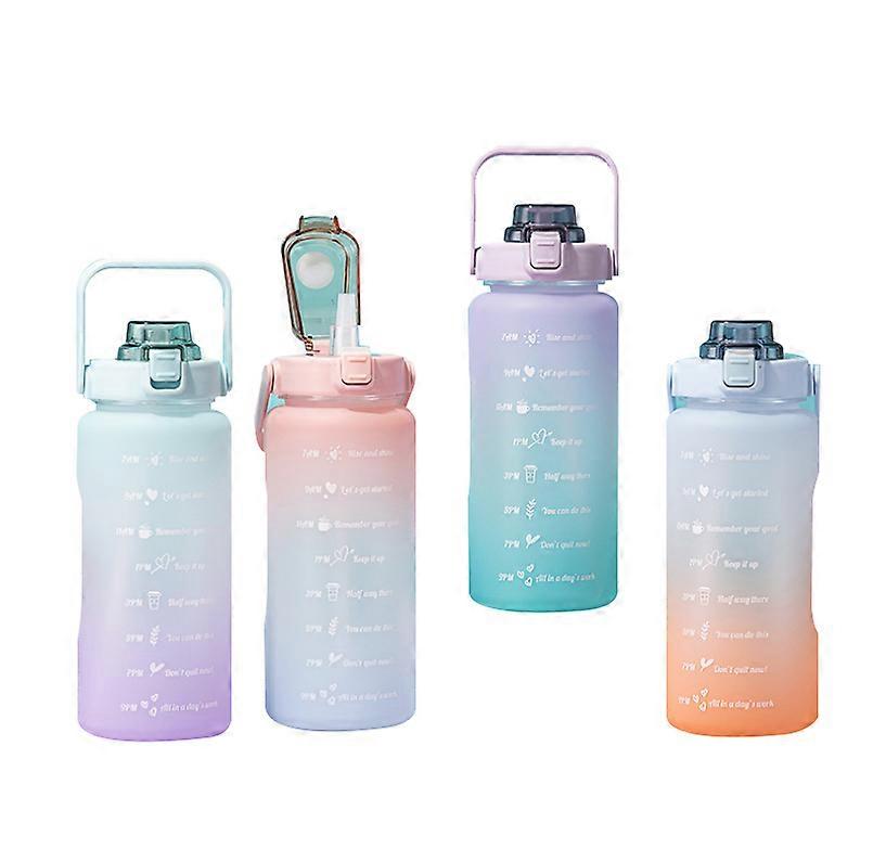 2000ML Water Bottle with Straw & Time Markings Leakproof BPA Free