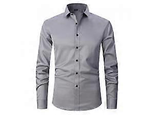 Men's Solid Color Long Sleeves Dress Shirts  With Button Down
