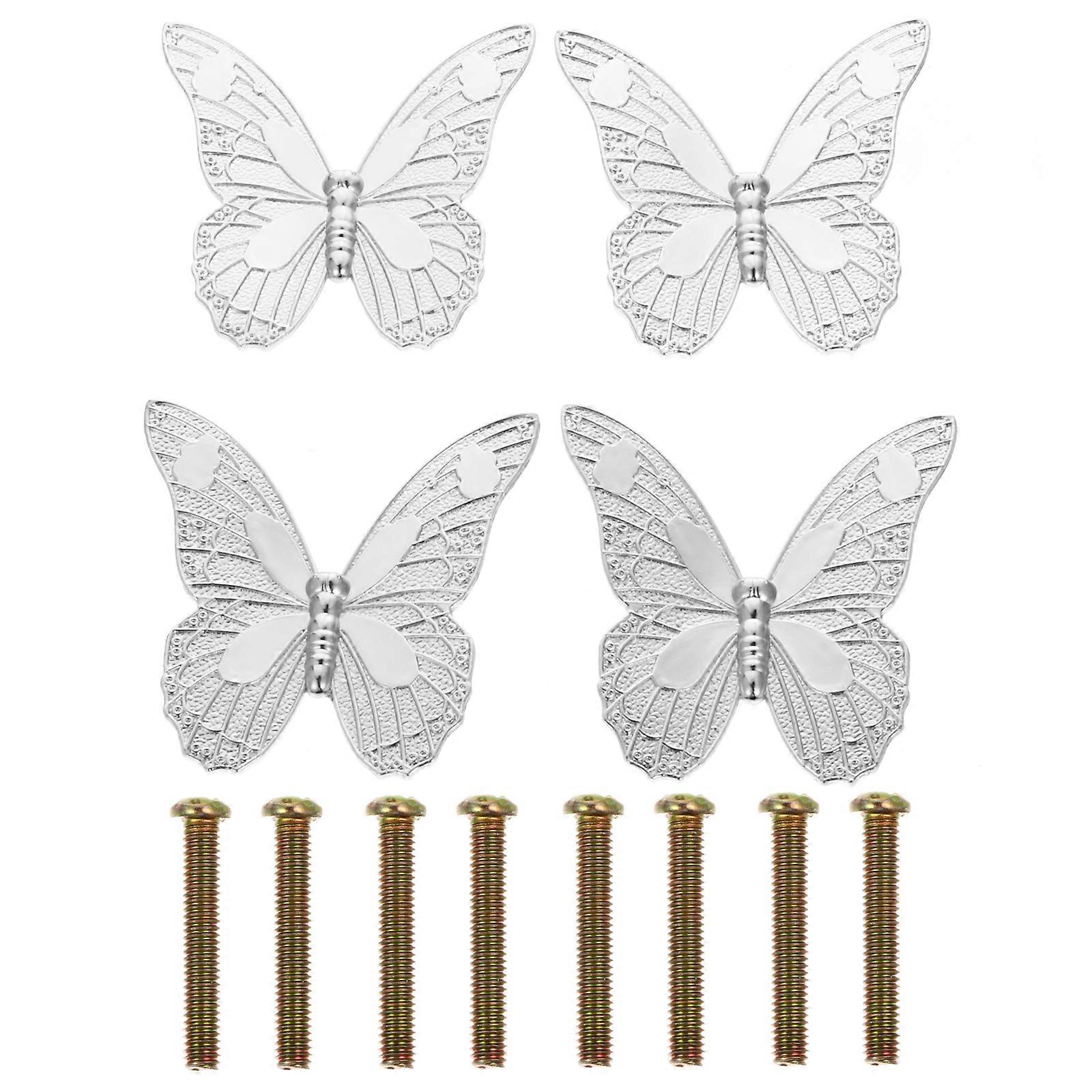 4pcs Vintage Butterflies Cupboard Door Knobs Antique Drawer Pulls Handle Knobs