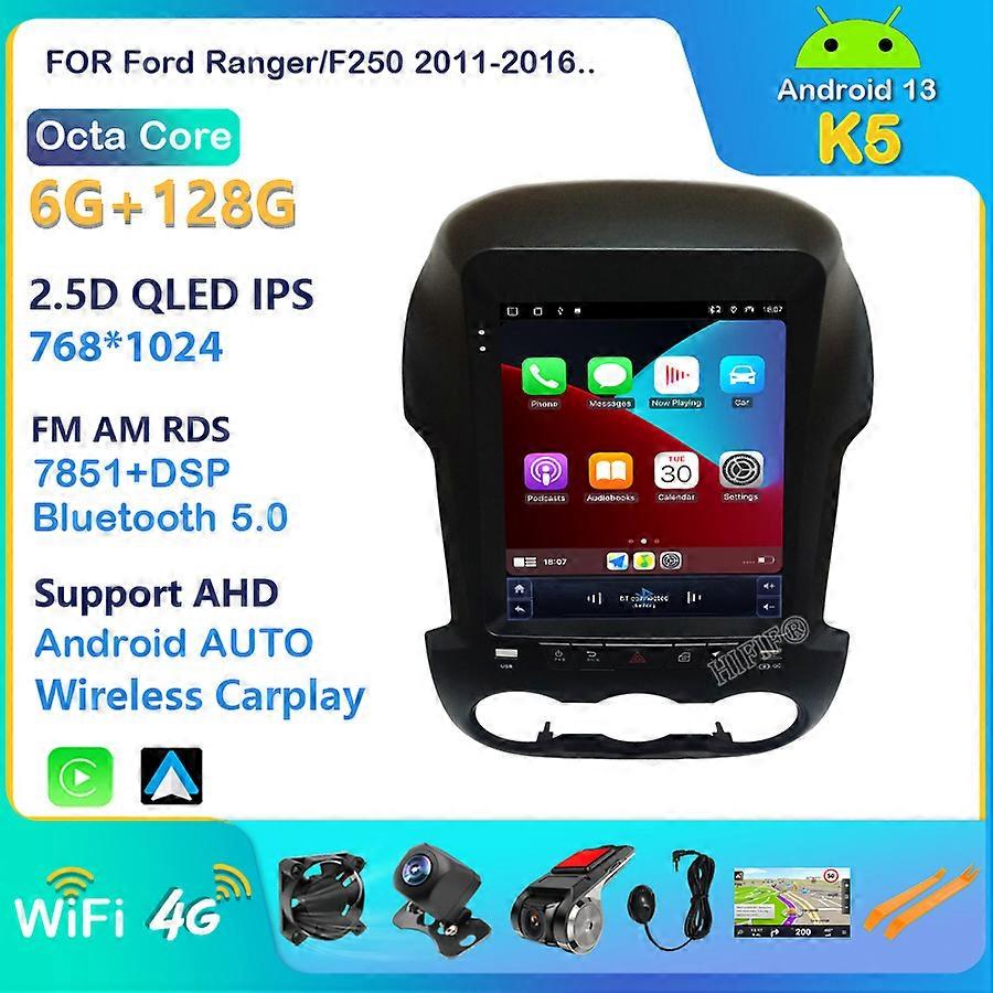 10,4" vertikaler Bildschirm Tesla Style 2 Din Auto Multimedia Player GPS Navigation für Ford Ranger F250 2011-2016 Android 13 Autoradio