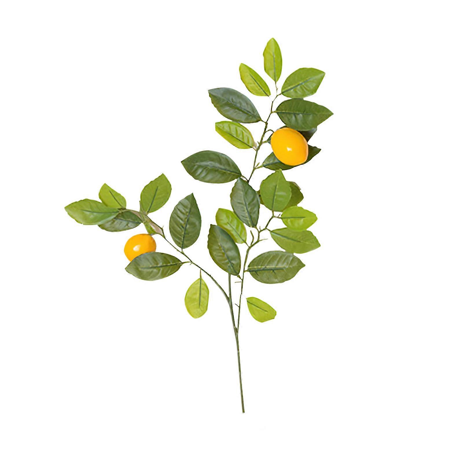 Artificial Lemon Branches,Fake Lemon Leaf,Glass Bottle Vase Decor,25.5INCH
