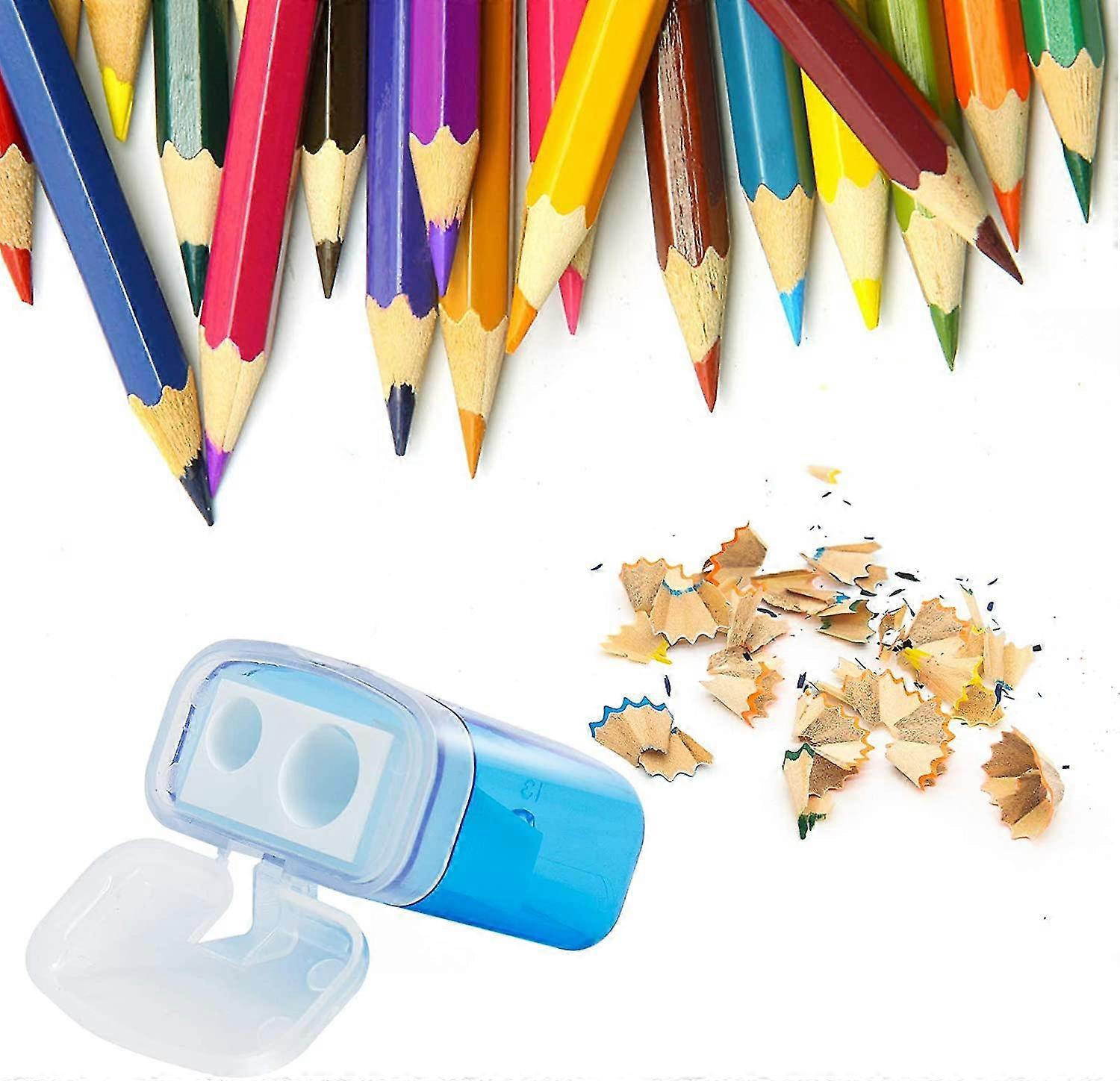 12 Pcs 2 Holes Small Manual Pencil Sharpener With Lid,for Kids,school