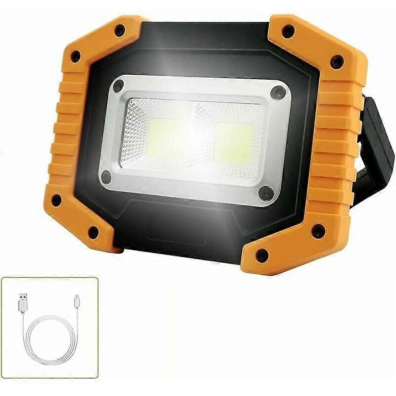 30W Rechargeable LED Spotlight Construction Site Work Light with 2X COB Portable USB LED Spotlight for Camping, 3 Modes, (1 Piece) [Energy Class A++]