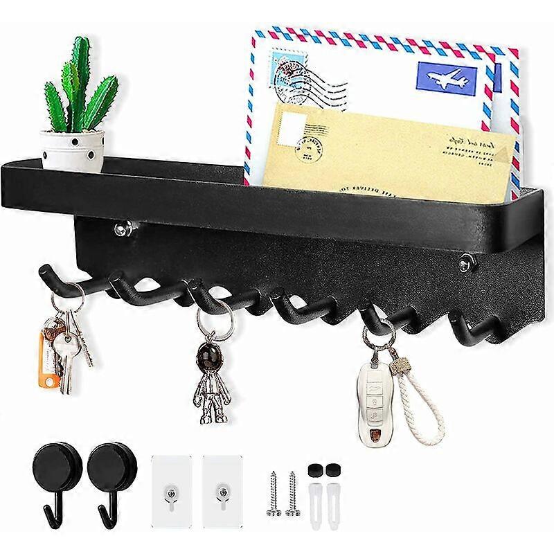 Promoție de iarnă,6 cârlige pentru suport pentru chei montate pe perete, autoadezive multifuncționale sau găurire Instalare în 2 moduri Suport pentru chei de perete potrivit pentru intrare