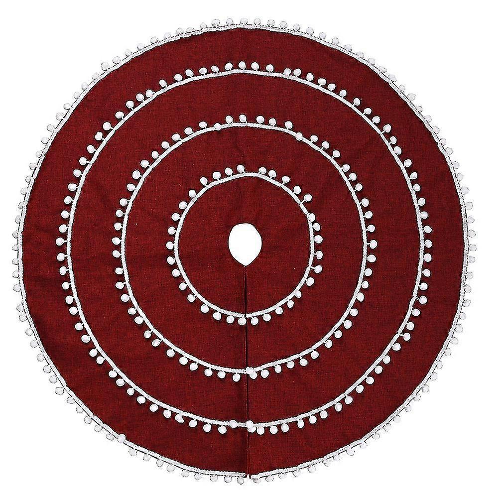 Christmas Tree Skirt Red Linen Christmas Tree Skirts With Pompom For Practical And Professional