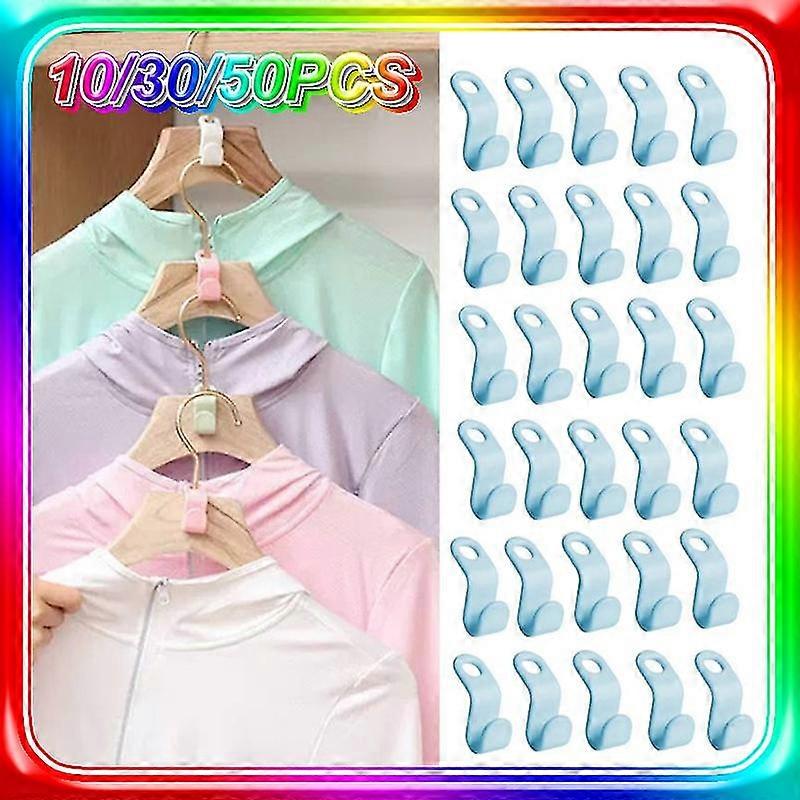 10/30/50pcs Mini Clothes Hooks Hanger Connecting Buckle Cascading Plastic Wardrobe Connector