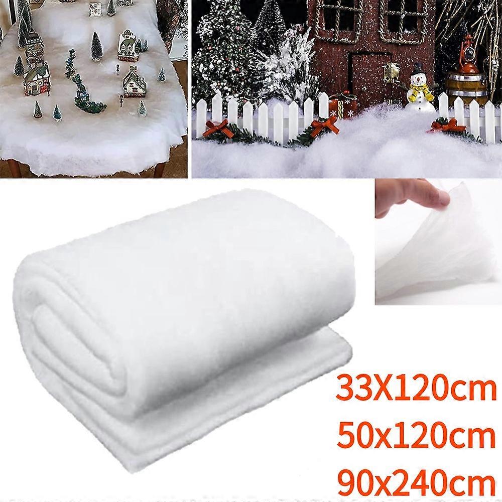 Artificial Christmas Snow Roll White Snow Mat Snow Blanket Soft Cotton Prop for Tree Xmas Village Backdrop Tree Decorations Mat