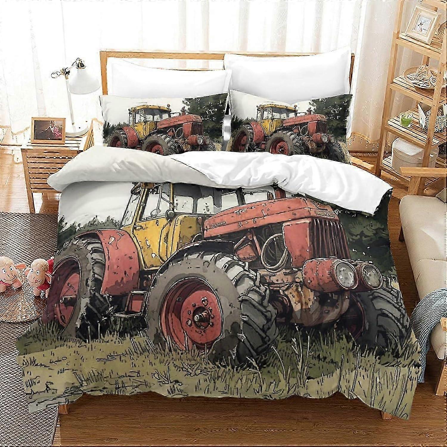 J3183 Lençóis de Cama Trator Ultra Macio Conjunto de Capa de Edredom Moderna Capa de Edredom Todas as Estações 3pc com Conjunto de Cama com Zíper para Crianças Meninos Meninas Sup