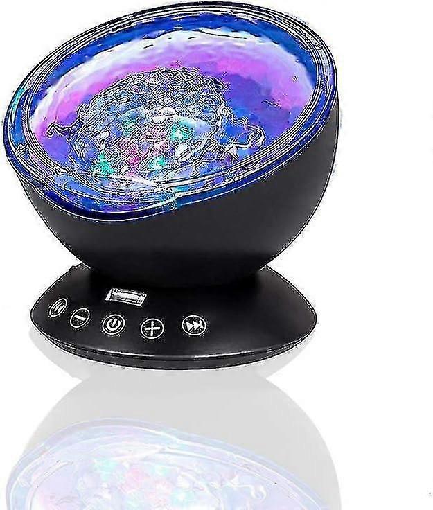 New Models Bright Autism Calming Sensory Sea Lamp BLK- Night Light Projector for Kids, 7 Light Modes, Color Changing Music Player, Nature Relaxation S
