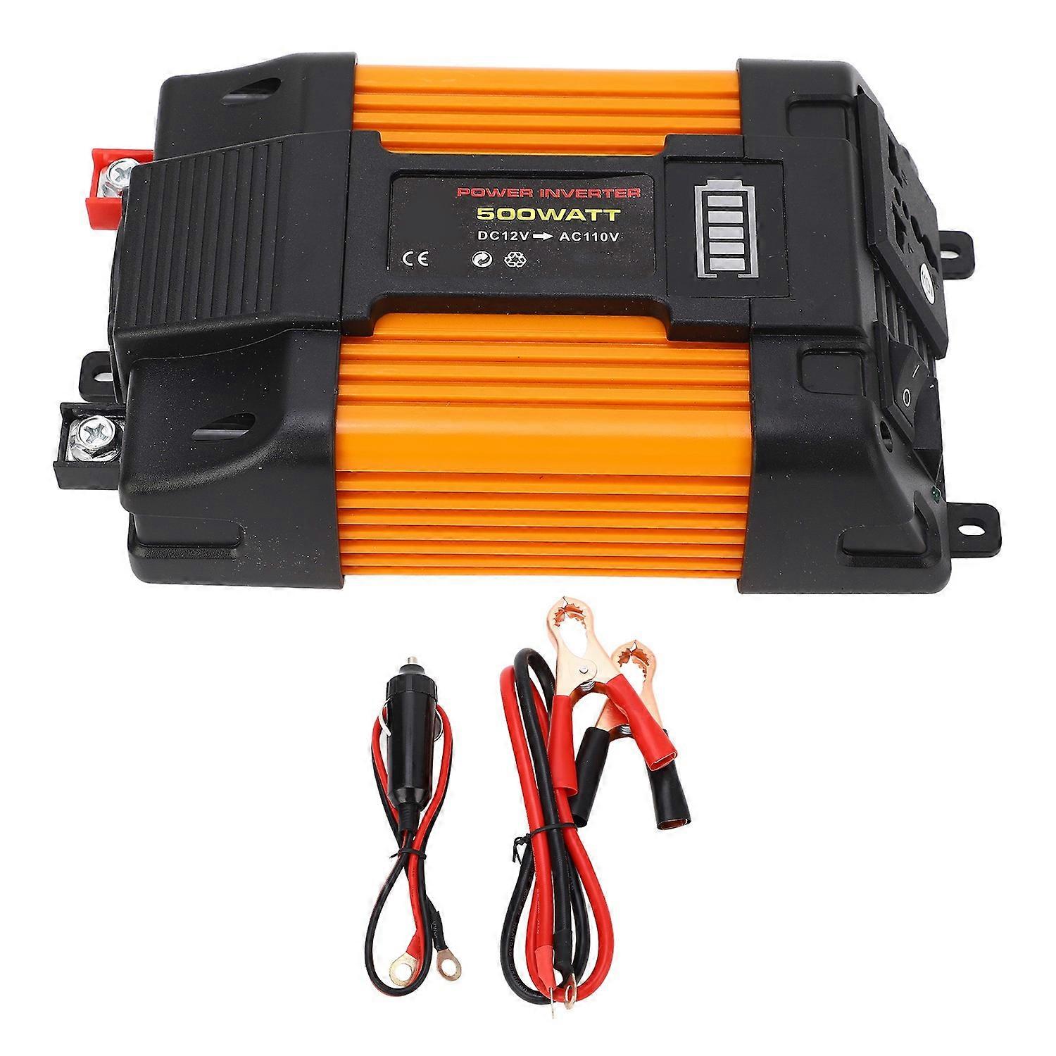 DC12V to AC110V Power Inverter Battery Display 2 USB Ports 1 Socket Modified Wave Car Converter for