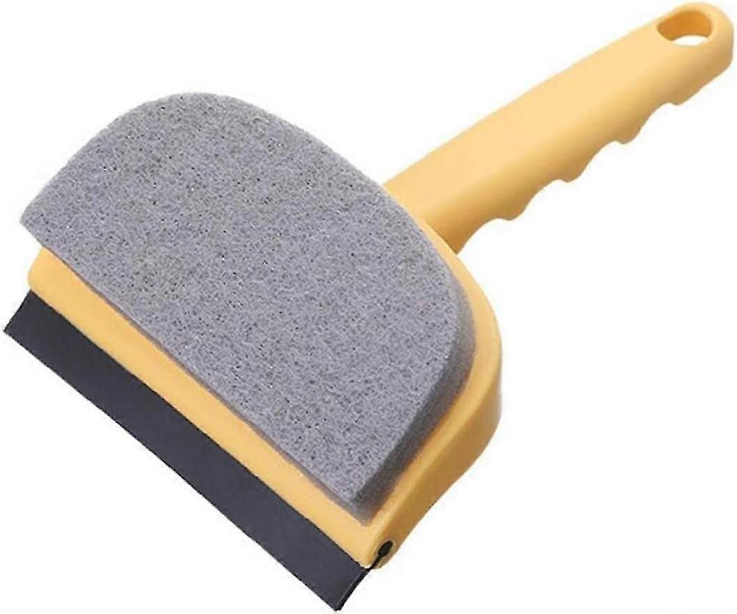 2 in 1 Window Scraper Cleaner with Sponge and Rubber Blade Professional Wiper Clean, Yellow