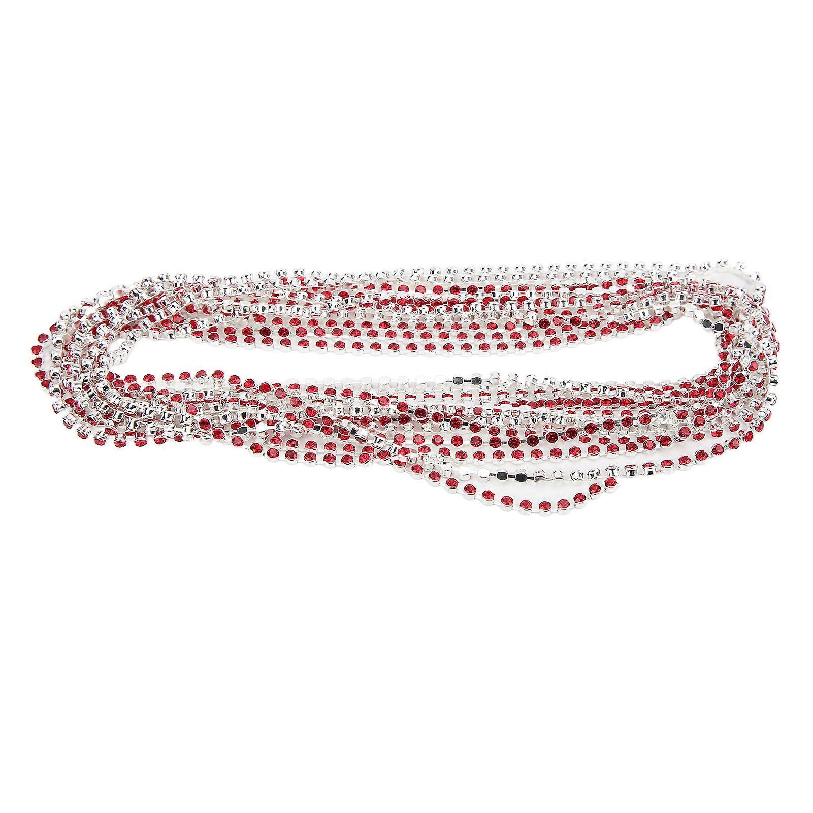 5 Yards Rhinestone Chain Strong Practicability Shiny Colorful Round Rhinestone Claw Chain for DIY Garment DecorationRed