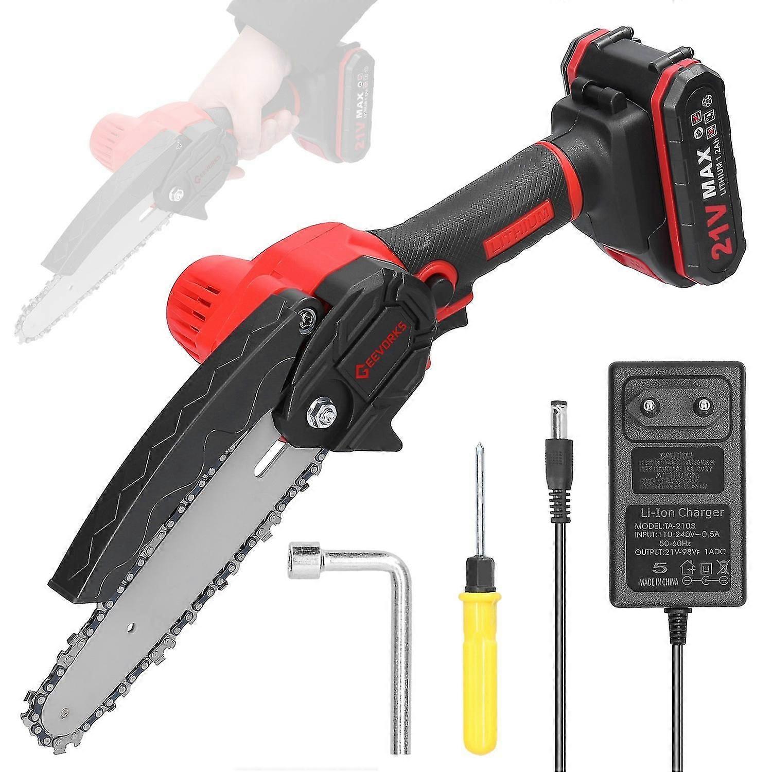21V 6inch Portable Electric Pruning Saws Small Wood Splitting Chainsaw Brush Motor One-handed Woodwo
