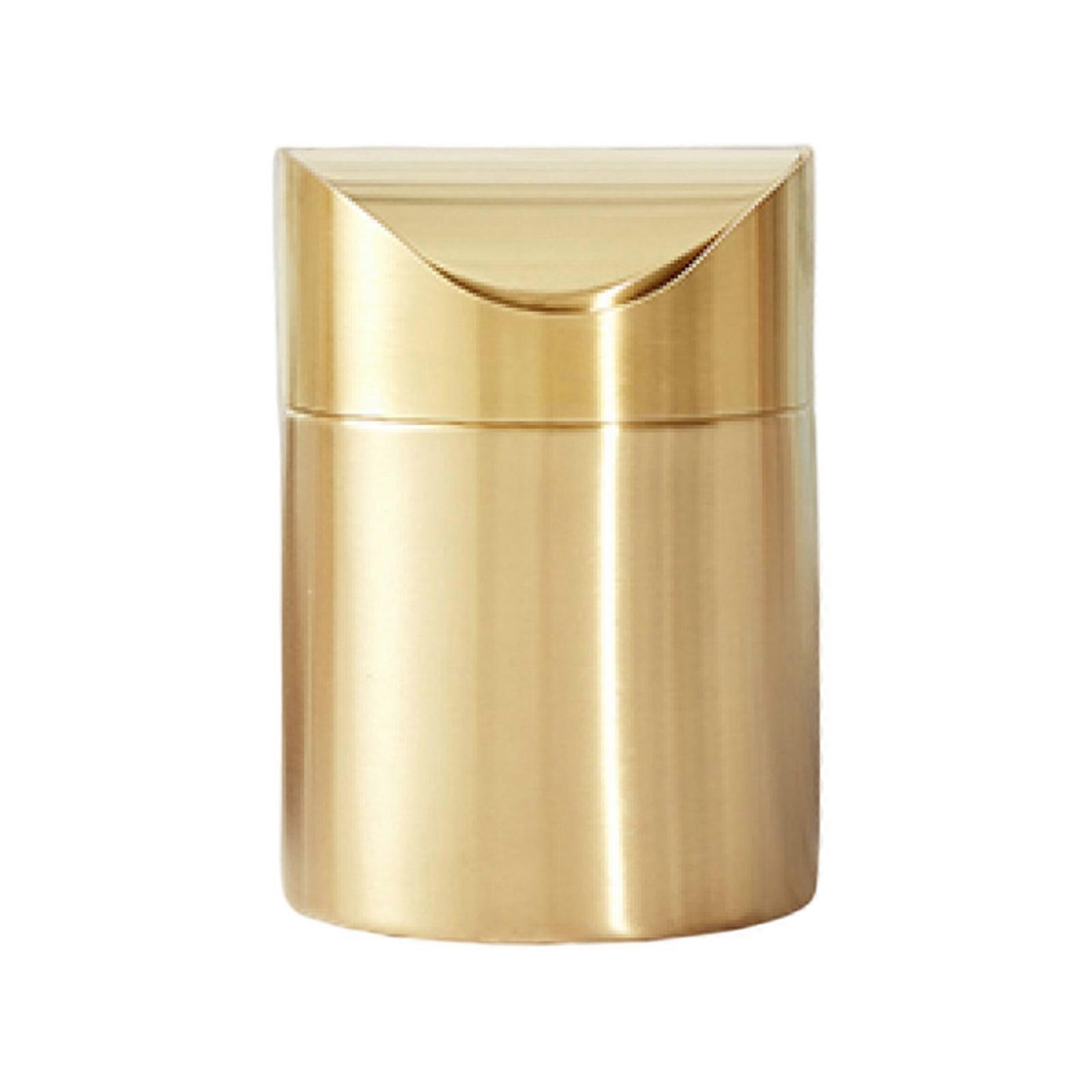 Mini Countertop Stainless Steel Trash Can Set with Swing Lid 1.50L Capacity for Home Or Office Use gold