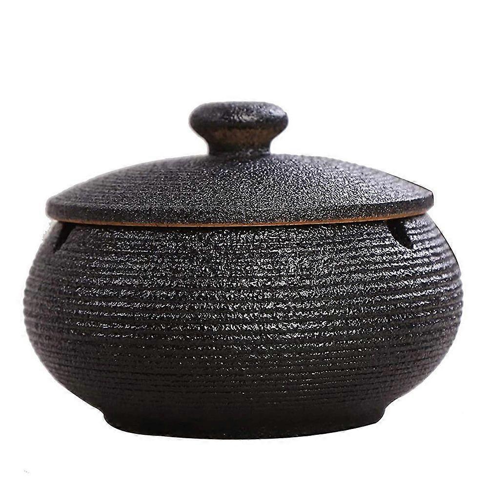 Keramisk askkopp med lock, vindtät, cigarettaskkopp för inomhus- eller utomhusbrukAskhållare för rökare,Skrivbordsaskkopp för rökning för hemmakontor