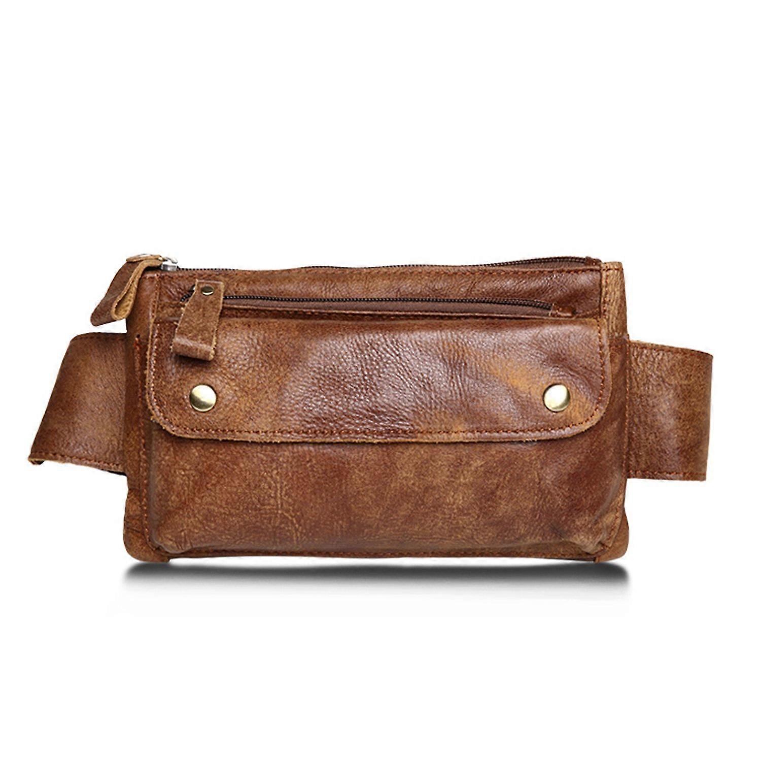 Unisex Leather Fanny Pack Waist Bag Adjustable Strap One Size Slim Design Zippered Compartments