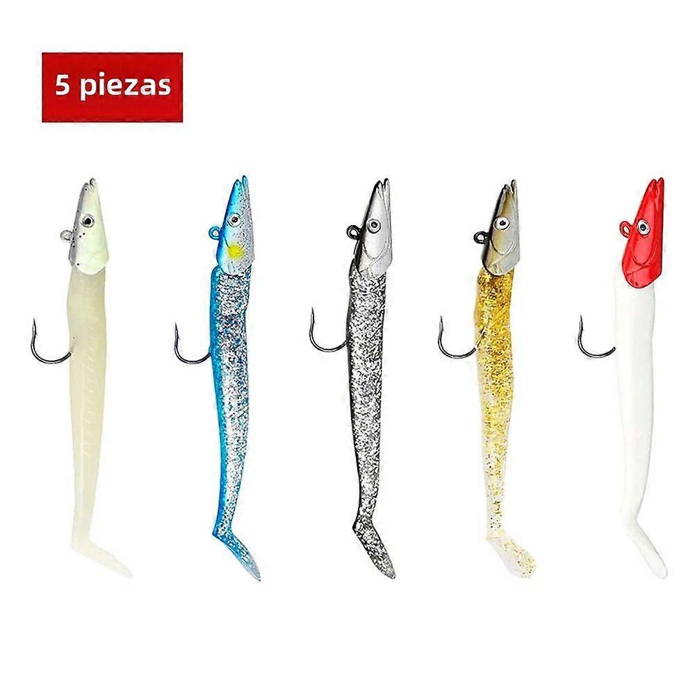 Set of 5 Soft Fishing Lures 10g/11cm Wobblers Artificial Lure with Spoon Jig Fishing Tackle for Ocean and Coast