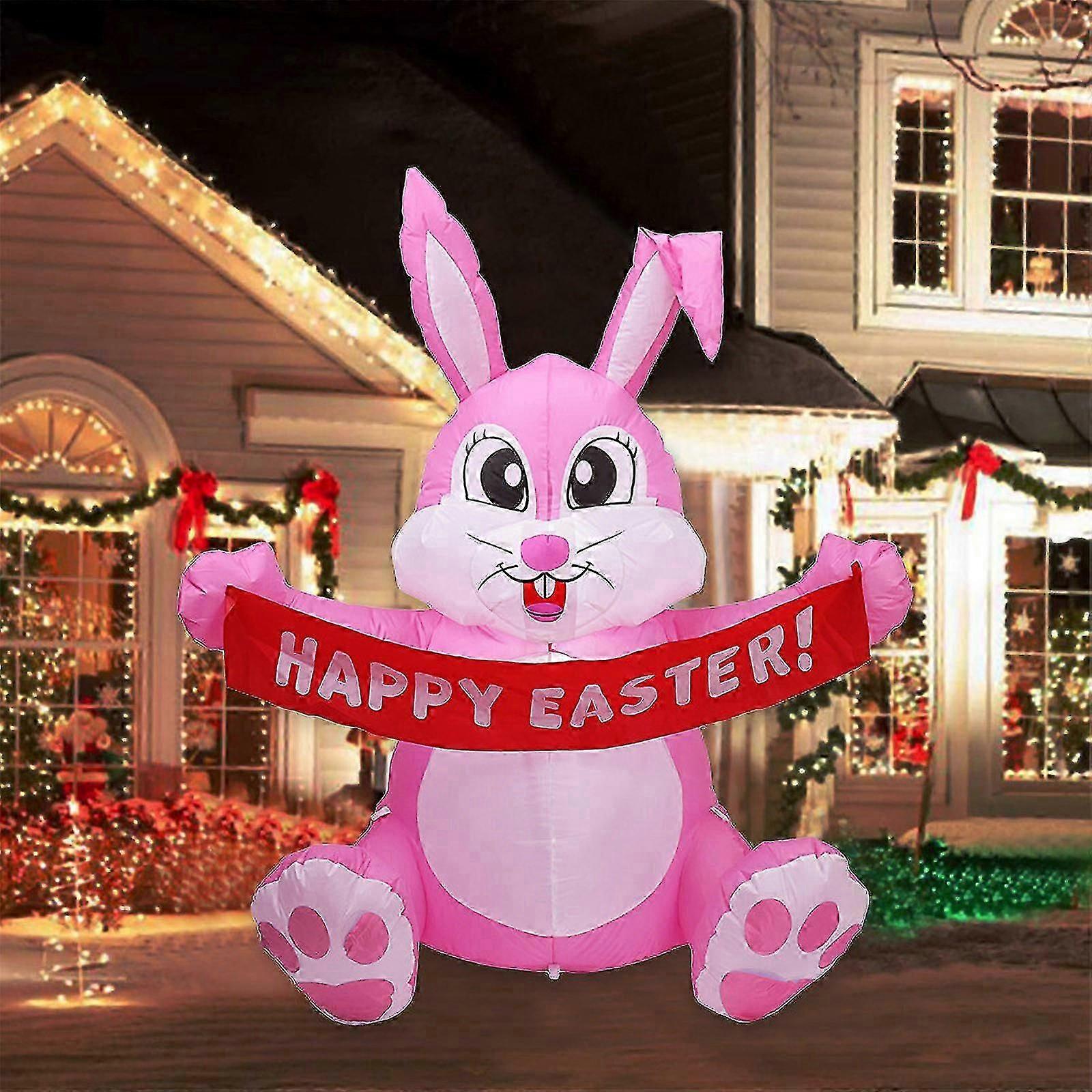 Easter Inflatable Standing Bunny Inflatable Model Glowing Holiday Decoration