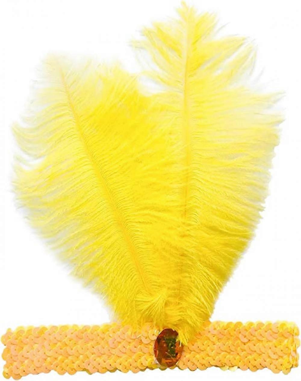 JUSCH Sequin Feather Tiara 1920's Carnival Party Event Vintage Headband Flap, Product Dimensions 19x24cm,WZ-1414