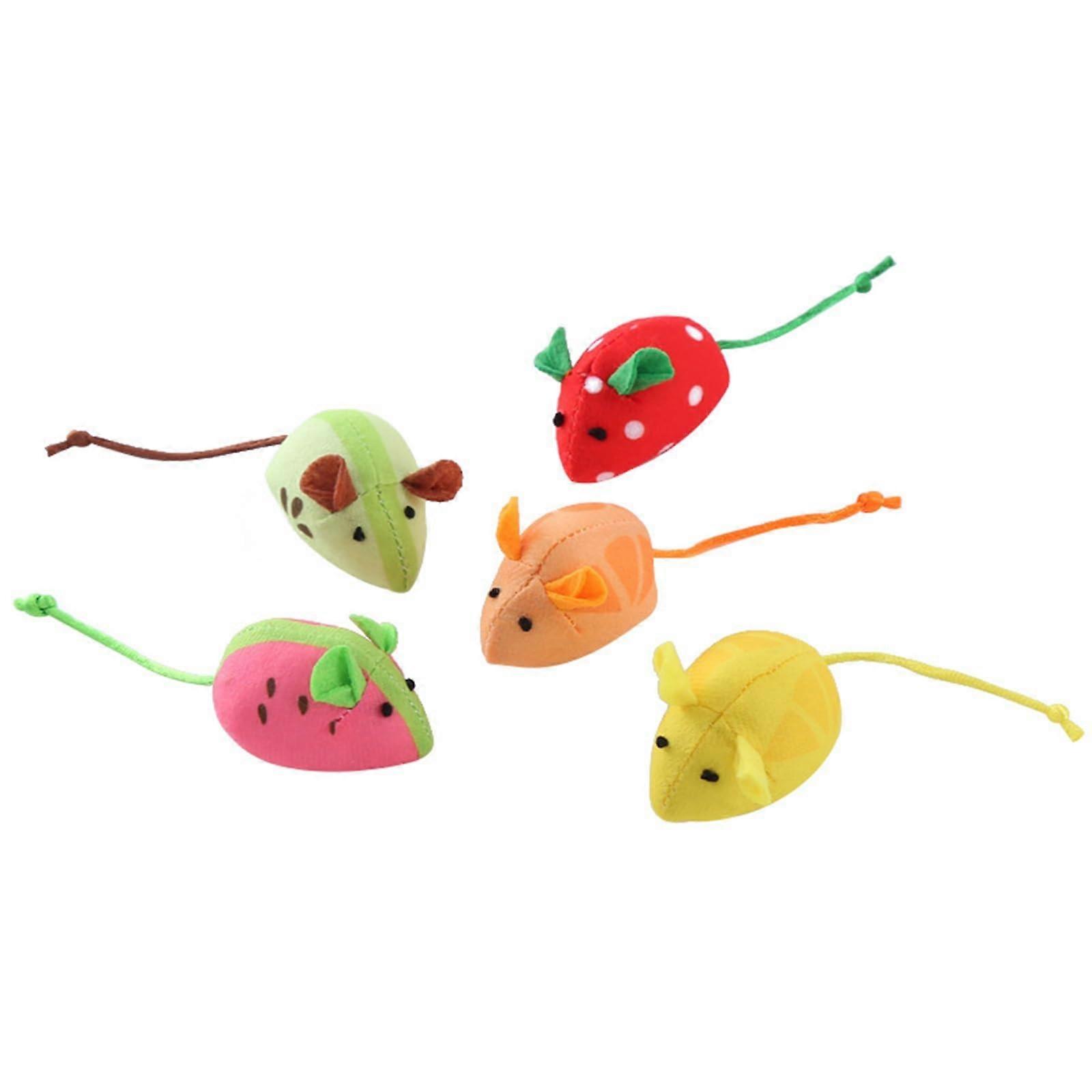 Catnip Cat Mice Toys Interactive Mouse Closed Adult Cats Cat Toy Puppy Cat Kitty Cat Exercise Toy Fruit Mice Cat Toy Set - 5 PCS