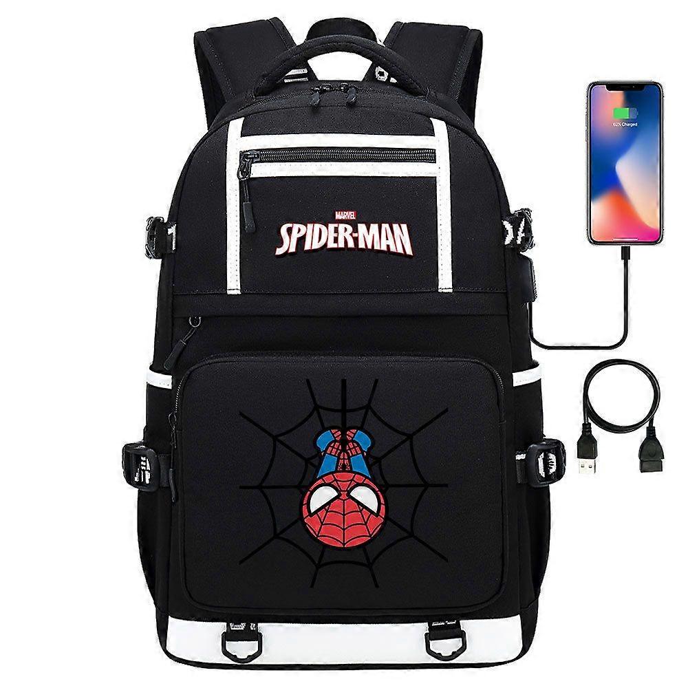 18 بوصة سوبر هيرو سبايدر مان USB حقيبة ظهر للكمبيوتر المحمول - حقيبة ظهر للطلاب الشباب للرجال والنساء - حقيبة سفر ذات سعة كبيرة