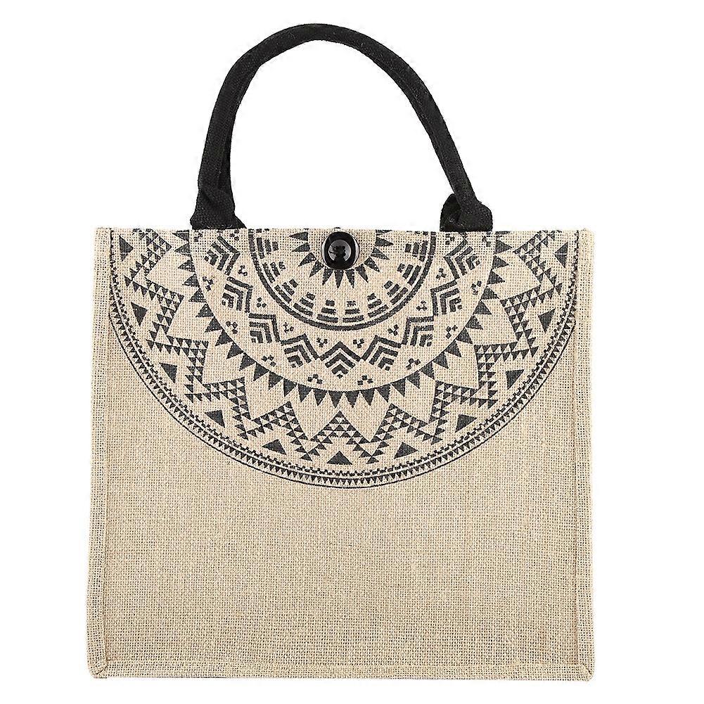 Vintage Square Gunny Bag Jute Handbag Storage Shopping Carrier Shoulder Tote Bag