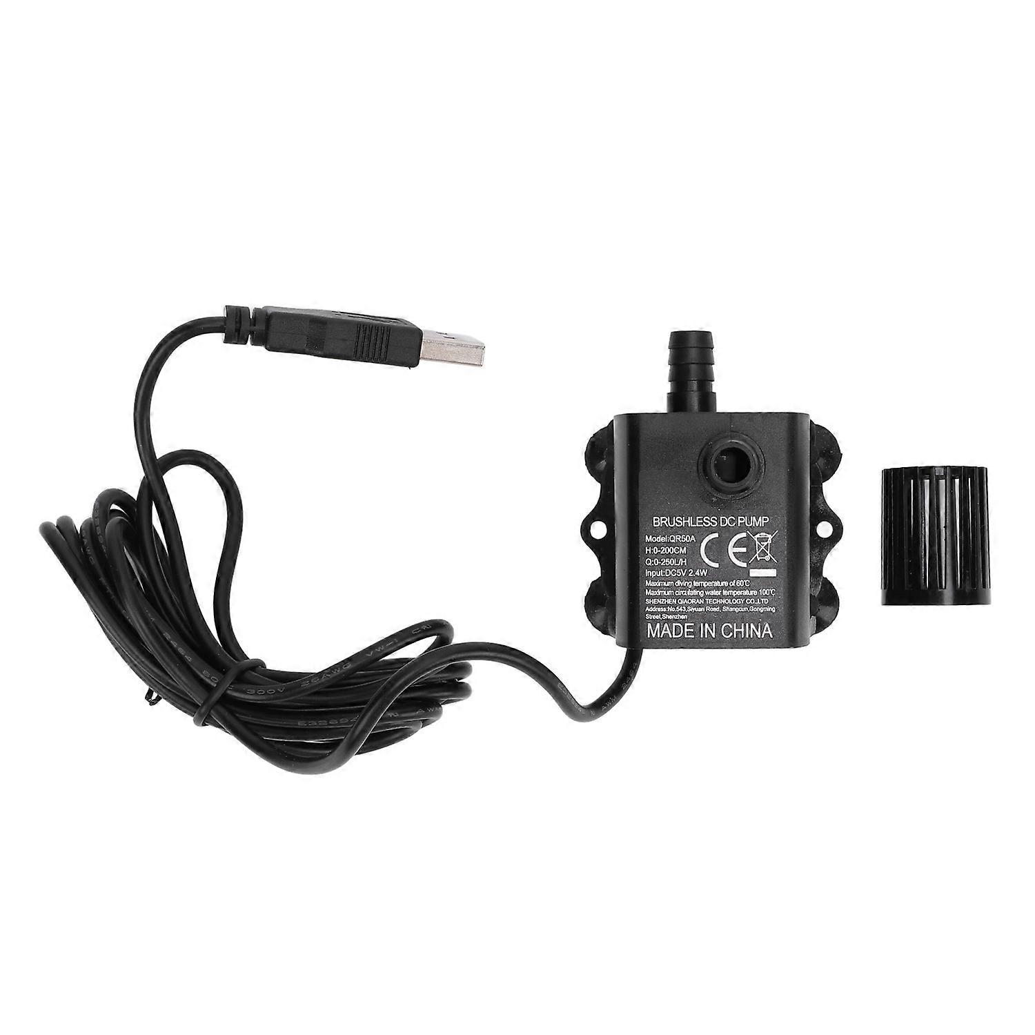 Small Submersible Water Pump 0‑200cm Lift 0‑250LPH IP68 Rating DC5V 2.4W USB Water Pump with LED Ind