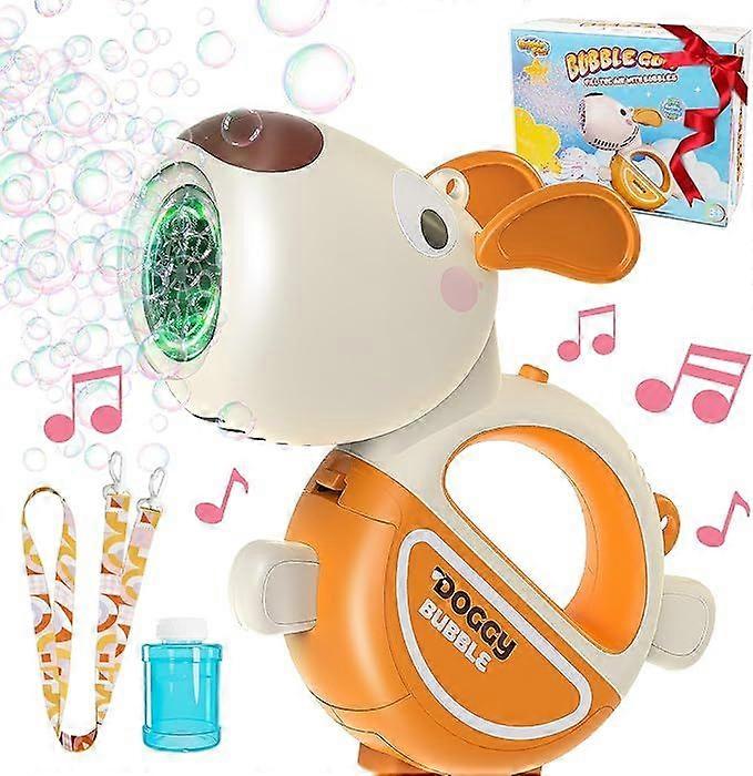 Bubble Machine Gun with Lights Music, Portable 360Leak Proof Automatic Bubble Maker Machine for Kids Toddler 1-3 4-8 Parties, Bubble Blower Birthday G
