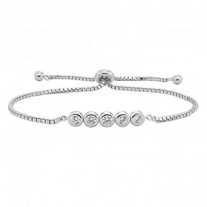 Acotis Silver Bracelet Rub Over Zirconia Pull Style G2675