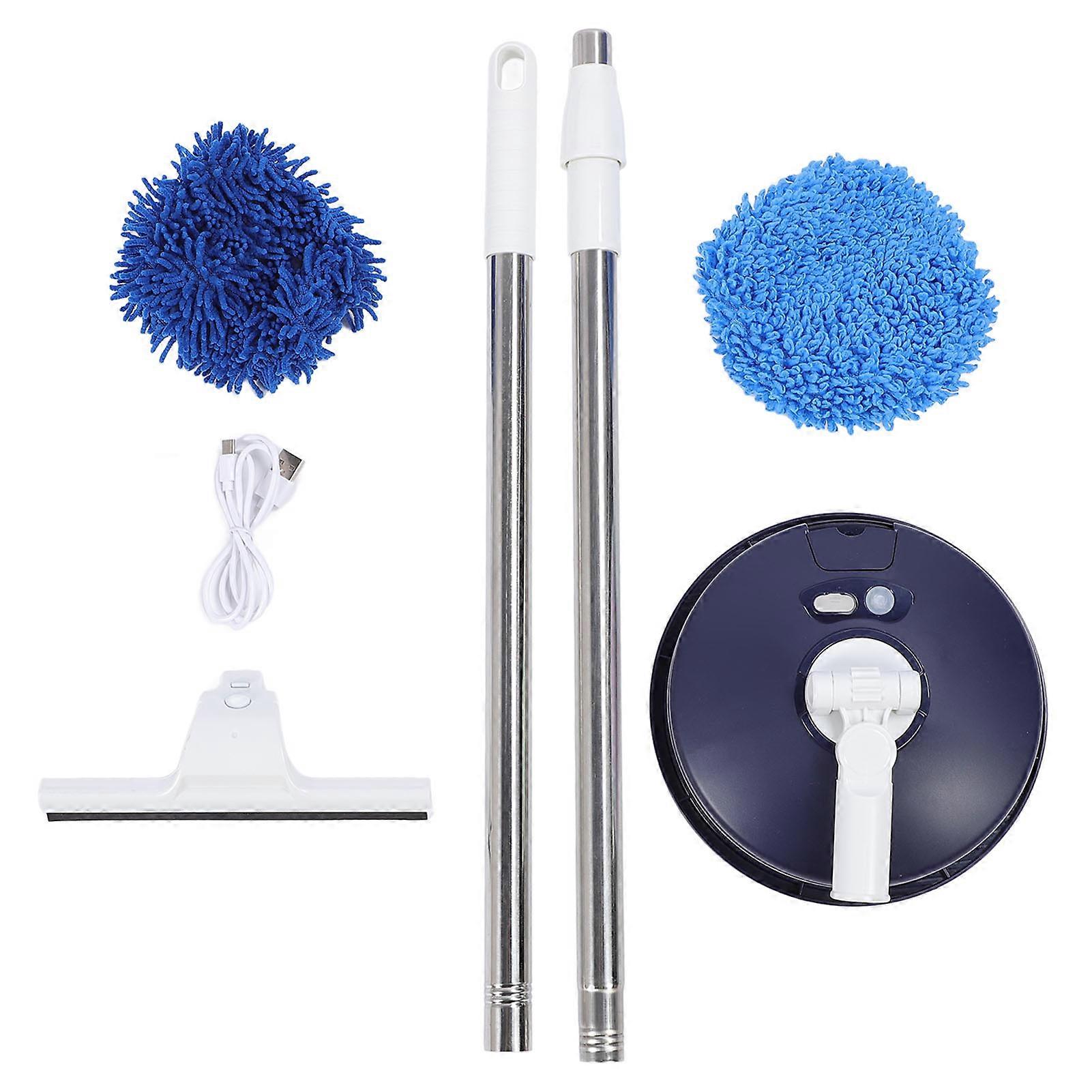 Electric Car Cleaning Brush Rotating Telescopic Handle Soft Bristles for Home Use Car Tile Floor Blue