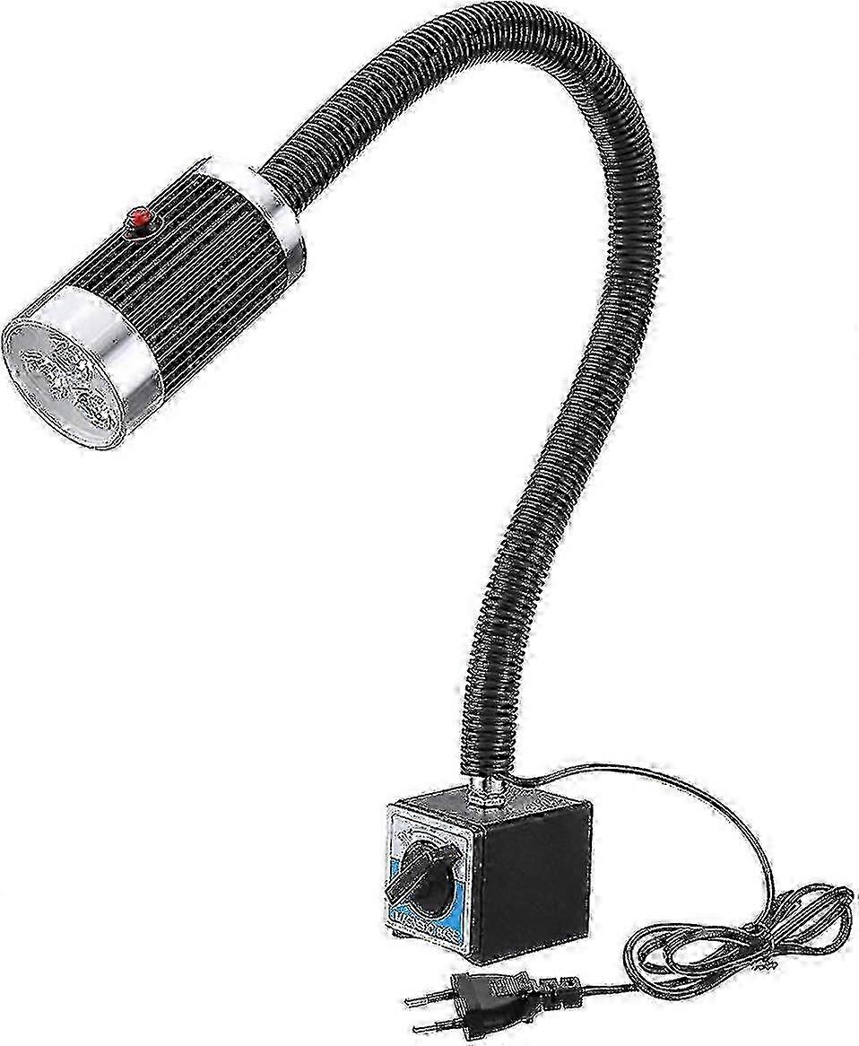 Machine Lamp With Base, 9w Led Lathe Lamp, Flexible, Waterproof, With Base For Workshop, Lathe, Cnc
