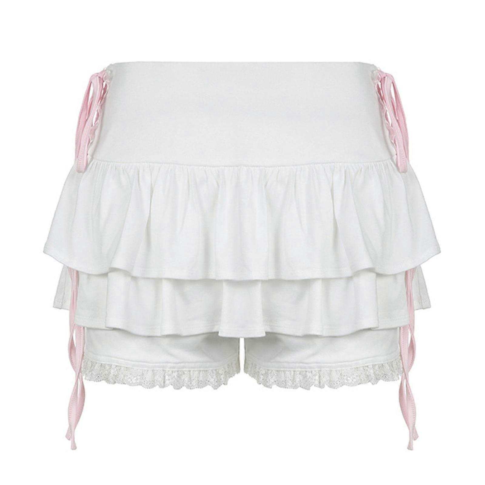 Mode coréenne dentelle patchwork Mini jupe flatteuse une ligne forme short robe adaptée à diverses occasions blanc s