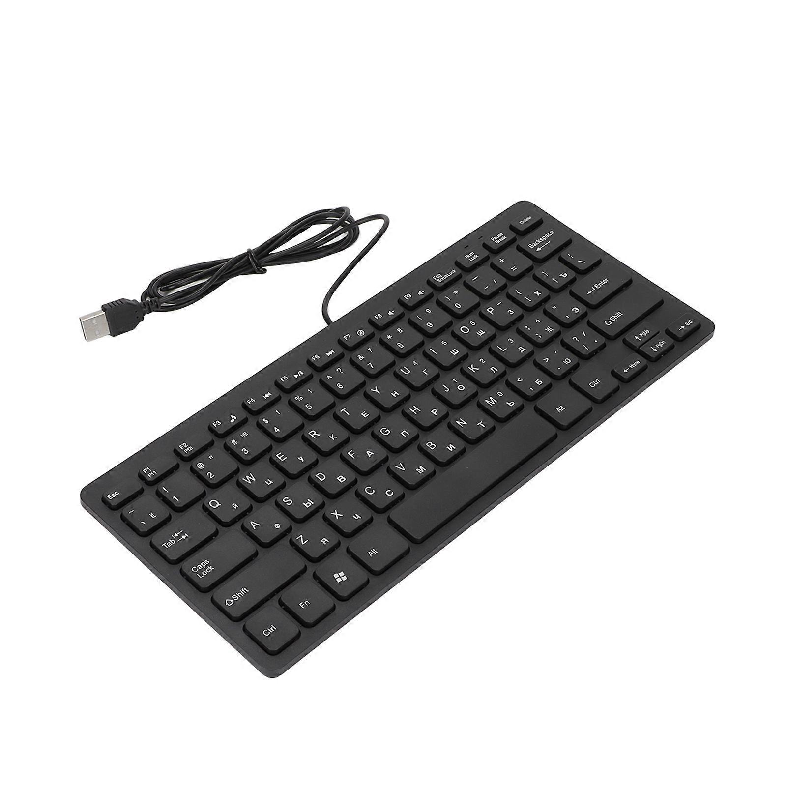 Keyboard 78 Key Mute Ultra Thin Wired Mini USB Interface Desktop Computer Small Language KeyboardRussian 