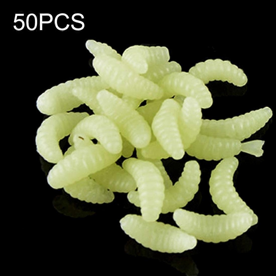 HENGJIA SO106 50 Stück 20mm Simulation Brot Köder Würmer Halbmond Soft Bait Pferd Fisch Wurm Köder Angelausrüstung