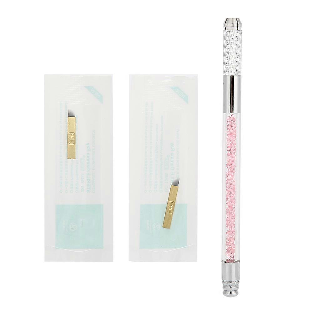 Stylo de tatouage manuel pour microblading, maquillage semi-permanent pour sourcils et lèvres, avec aiguille à cartouche rose