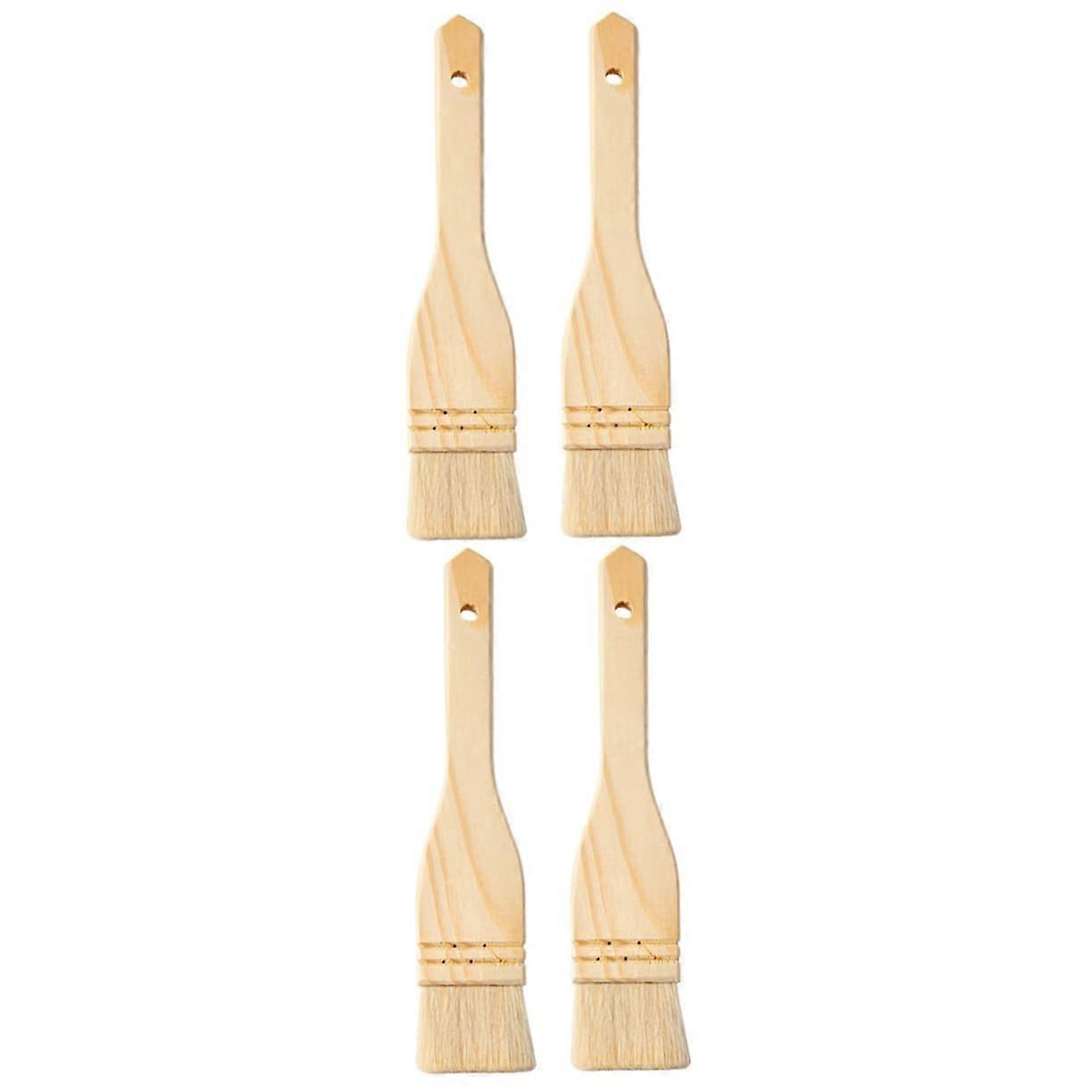 4 Pcs Grill Brush Set Basting Brush for Baking and Cooking, Silicone Oil Brush with Wooden Handle for Barbecue and Grilling
