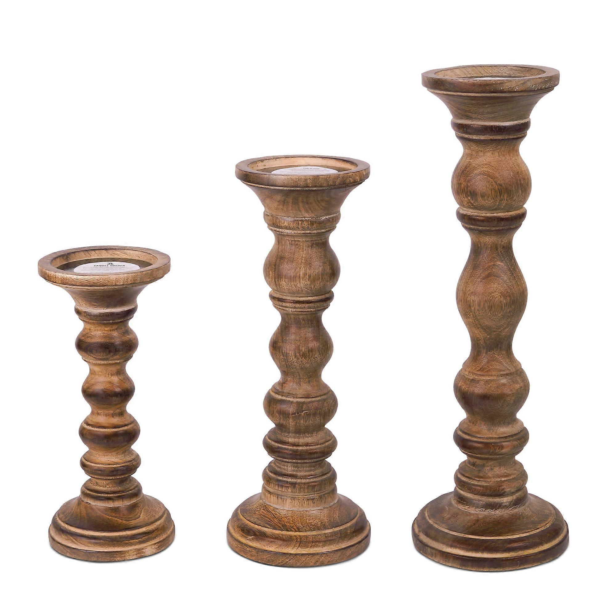 3 Set Medium Burnt Candle Holders for Table Centerpiece 9', 12', 15'